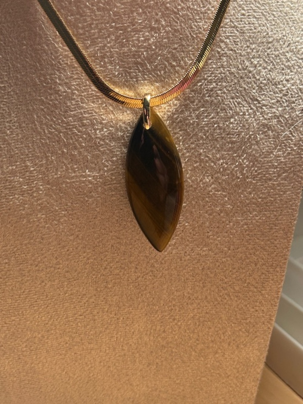 Tigers Eye Pendant With CZ Accents on Large Bale Gorgeous and Authentic NWT - Picture 5 of 6